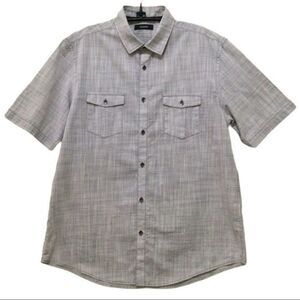 Alfani Men’s Short Sleeve Gray Button‎ Up Shirt L